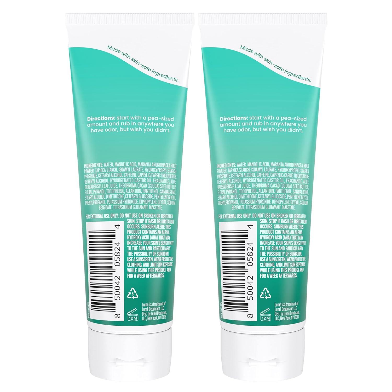 image:imageLume Whole Body Deodorant Invisible Cream Tube 72 Hour Odor Control Aluminum Free Baking Soda Free Skin Safe 30 ounce Soft PowderMinted Cucumber