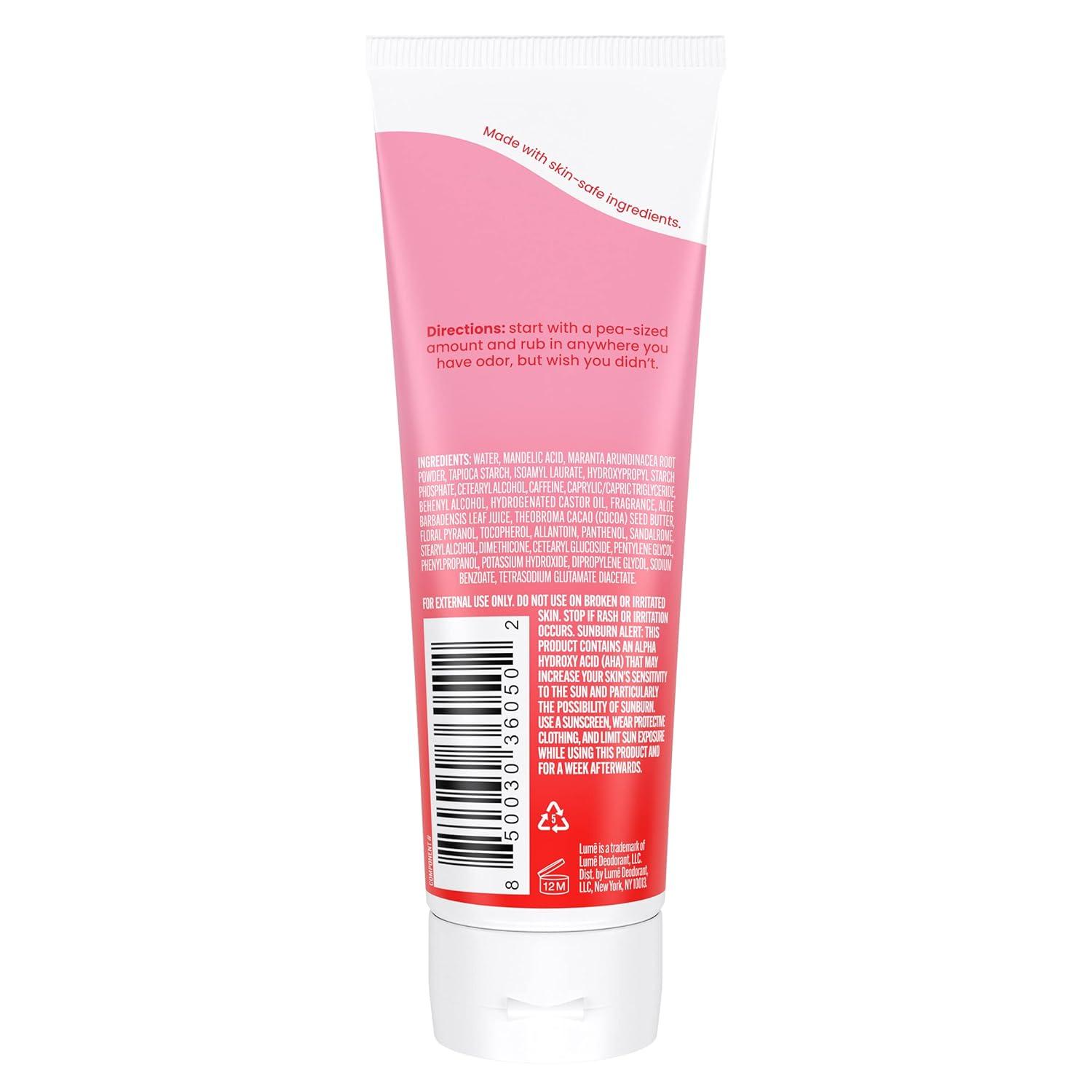 image:imageLume Whole Body Deodorant Invisible Cream Tube 72 Hour Odor Control Aluminum Free Baking Soda Free Skin Safe 30 ounce Soft PowderPeony Rose
