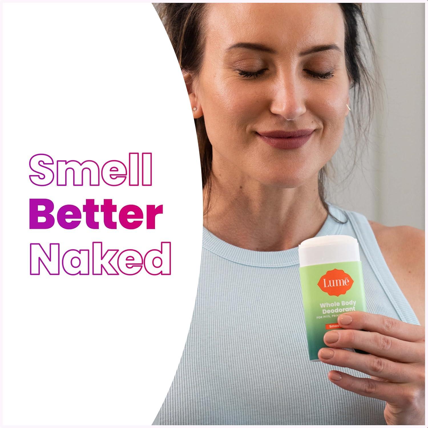 image:imageLume Whole Body Deodorant Smooth Solid Stick 72 Hour Odor Control Aluminum Free Baking Soda Free and Skin Safe 26 Ounce Pack of 3 Clean Tangerine Lavender Sage UnscentedFresh Alpine