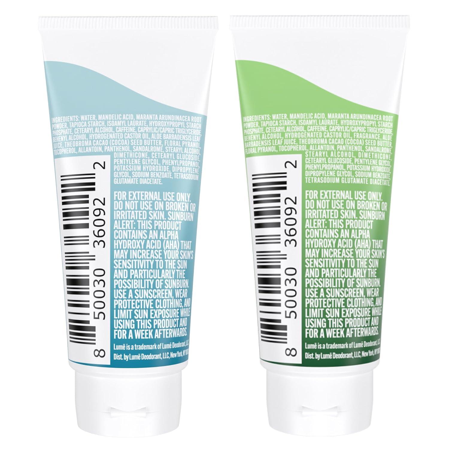 image:imageLume Whole Body Deodorant 5 Pack Sampler Invisible Cream Minis 72 Hour Odor Control Aluminum amp Baking Soda Free Clean Tangerine Lavender Sage Peony Rose Toasted Coconut UnscentedUnscented Fresh Alpine