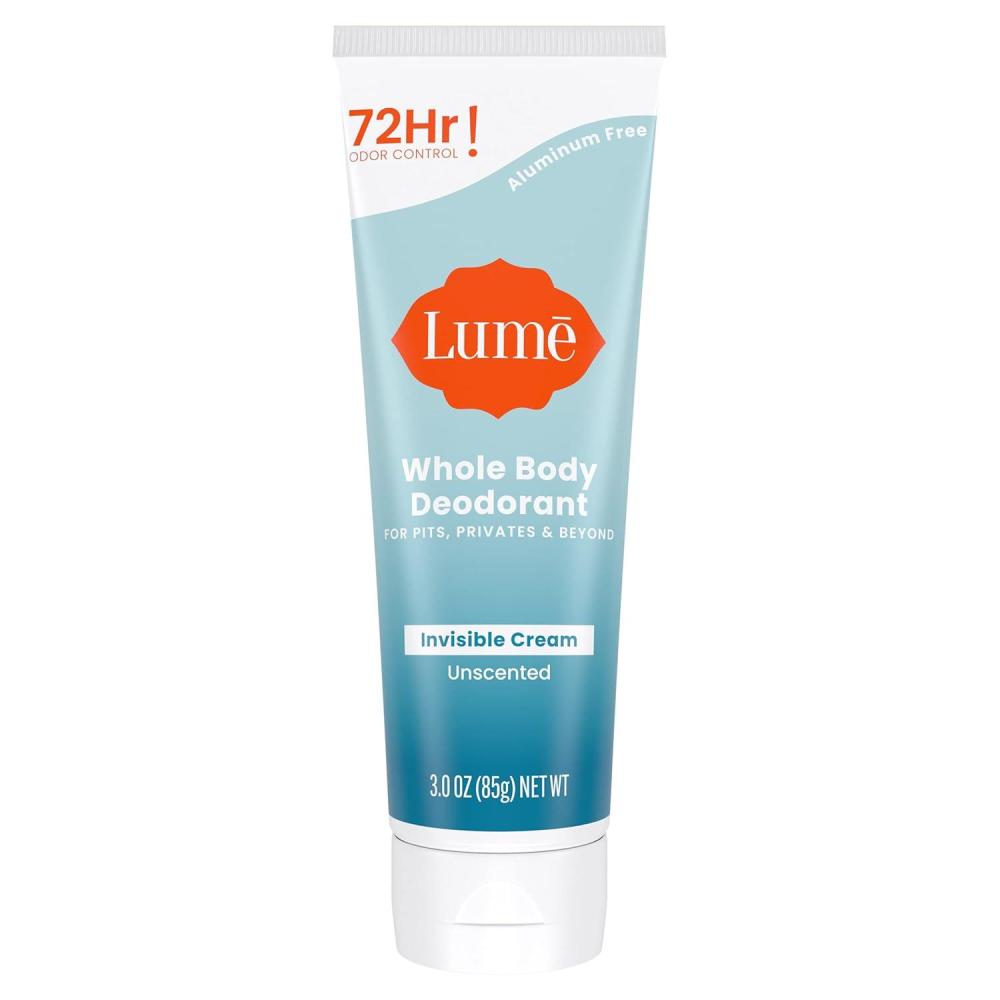 image:imageLume Whole Body Deodorant Invisible Cream Tube 72 Hour Odor Control Aluminum Free Baking Soda Free Skin Safe 30 ounce Soft PowderUnscented