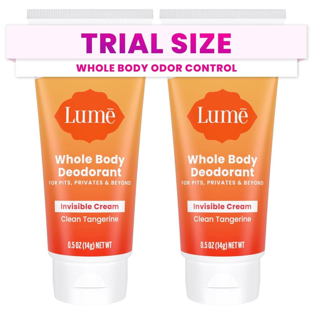 image:imageLume Whole Body Deodorant 5 Pack Sampler  Invisible Cream Minis  72 Hour Odor Control  Aluminum amp Baking Soda Free Clean Tangerine Lavender Sage Peony Rose Toasted Coconut UnscentedClean Tangerine
