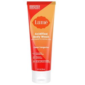 Lume Acidified Body Wash – 24 Hour Odor Control – Removes Odor Better than Soap – Moisturizing Formula – Formulated Without SLS or Parabens – OB/GYN Developed – 8.5 ounce (Unscented)(Clean Tangerine)
