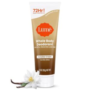Lume Whole Body Deodorant – Invisible Cream Tube – 72 Hour Odor Control – Aluminum Free, Baking Soda Free, Skin Safe – 3.0 ounce (Soft Powder)(Vanilla Bliss)