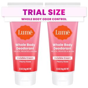 Lume Whole Body Deodorant 5 Pack Sampler – Invisible Cream Minis – 72 Hour Odor Control – Aluminum & Baking Soda Free (Clean Tangerine, Lavender Sage, Peony Rose, Toasted Coconut, Unscented)(Peony Rose)