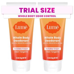 Lume Whole Body Deodorant 5 Pack Sampler – Invisible Cream Minis – 72 Hour Odor Control – Aluminum & Baking Soda Free (Clean Tangerine, Lavender Sage, Peony Rose, Toasted Coconut, Unscented)(Clean Tangerine)