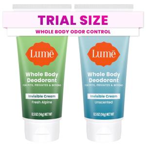 Lume Whole Body Deodorant 5 Pack Sampler – Invisible Cream Minis – 72 Hour Odor Control – Aluminum & Baking Soda Free (Clean Tangerine, Lavender Sage, Peony Rose, Toasted Coconut, Unscented)(Unscented & Fresh Alpine)