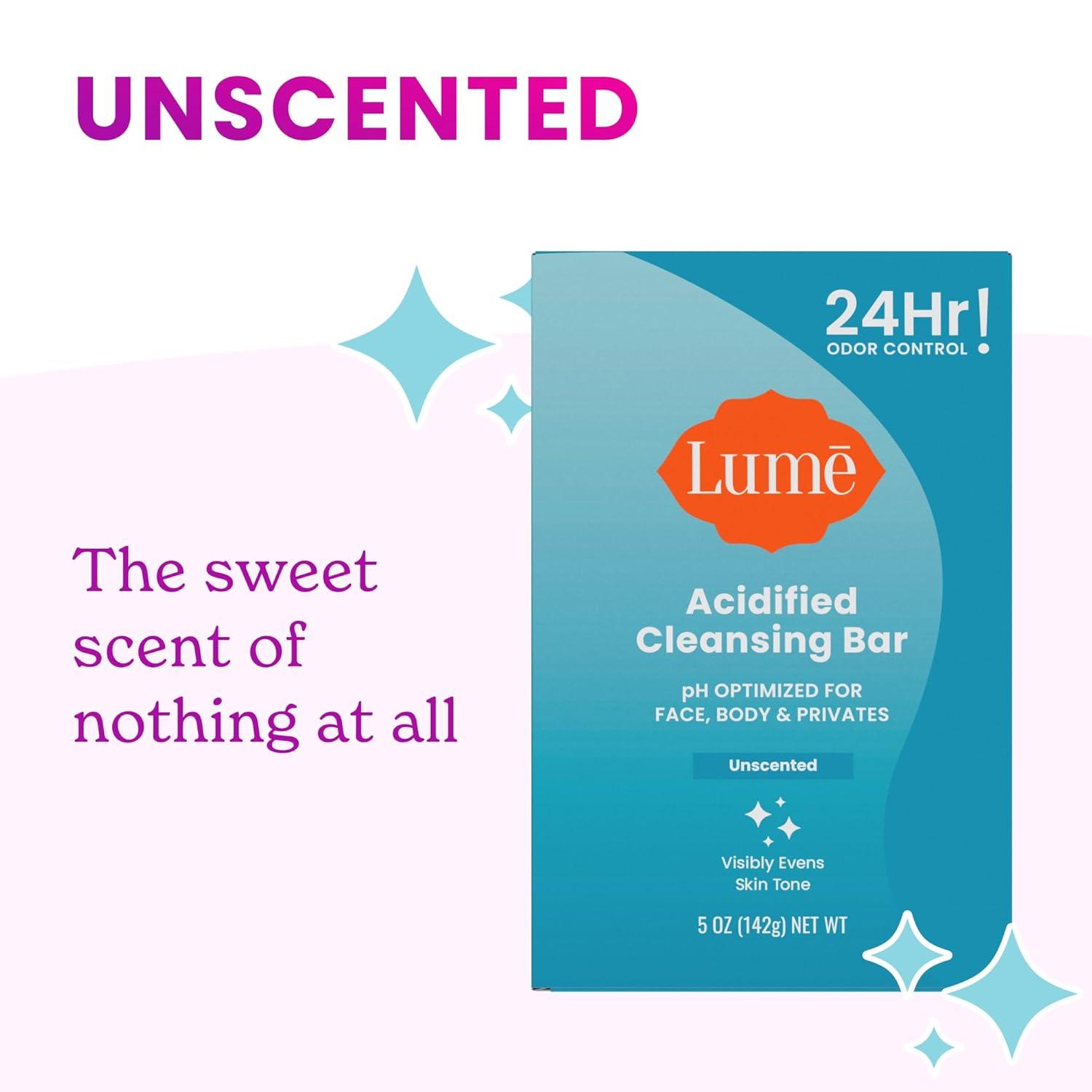 image:imageLume Acidified Body Cleansing Bar 24 Hour Odor Control Removes Odor Better Than Soap Moisturizing No SLS or Parabens OBGYN Developed 85 Ounce 3 Pack Tangerine Lavender amp UnscentedClean Tangerine Lavender Sage Unscented
