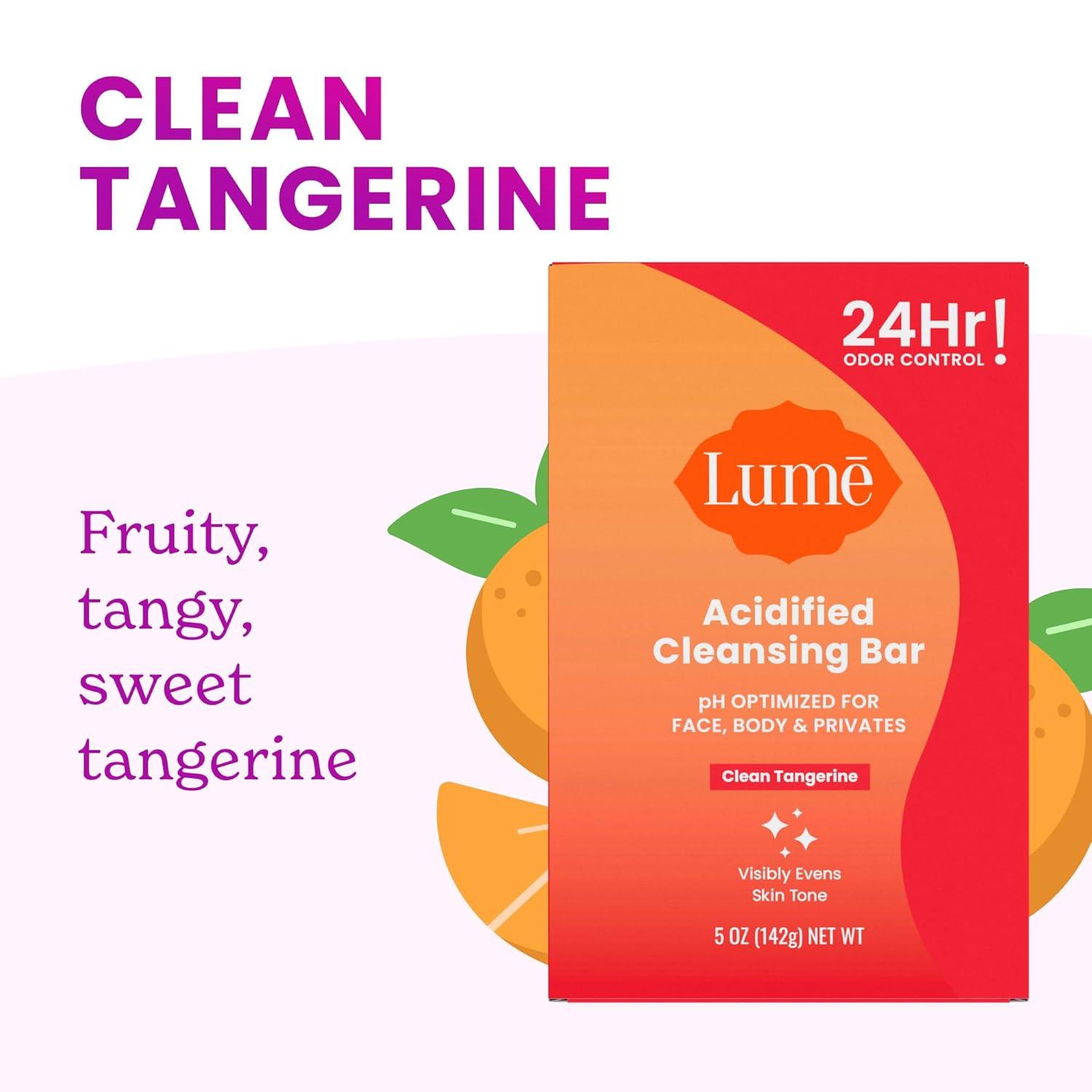 image:imageLume Acidified Body Cleansing Bar 24 Hour Odor Control Removes Odor Better Than Soap Moisturizing No SLS or Parabens OBGYN Developed 85 Ounce 3 Pack Tangerine Lavender amp UnscentedClean Tangerine Lavender Sage Unscented