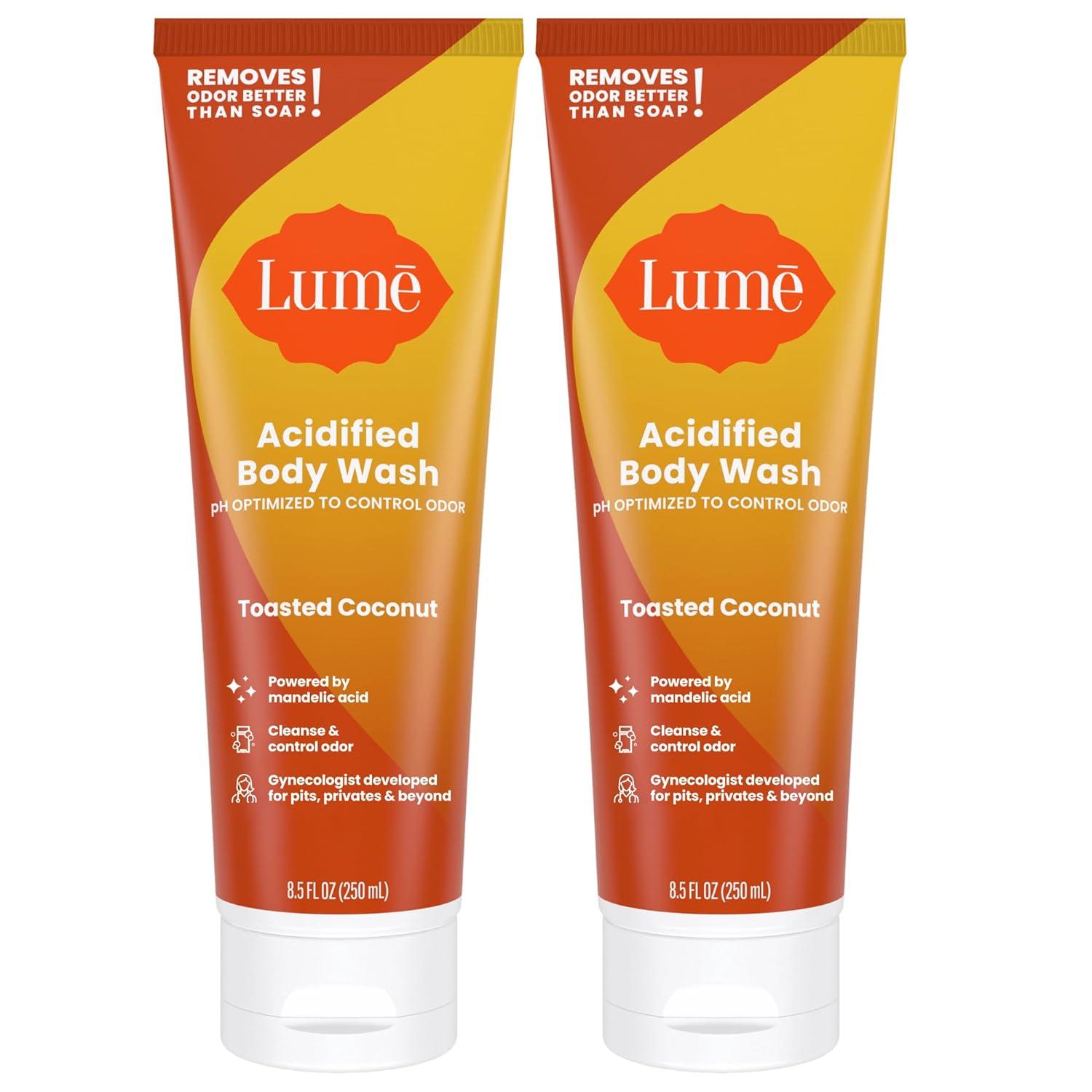 image:imageLume Acidified Body Wash 24 Hour Odor Control Removes Odor Better than Soap Moisturizing Formula SLS Free Paraben Free Safe For Sensitive Skin 85 ounce Clean TangerineToasted Coconut