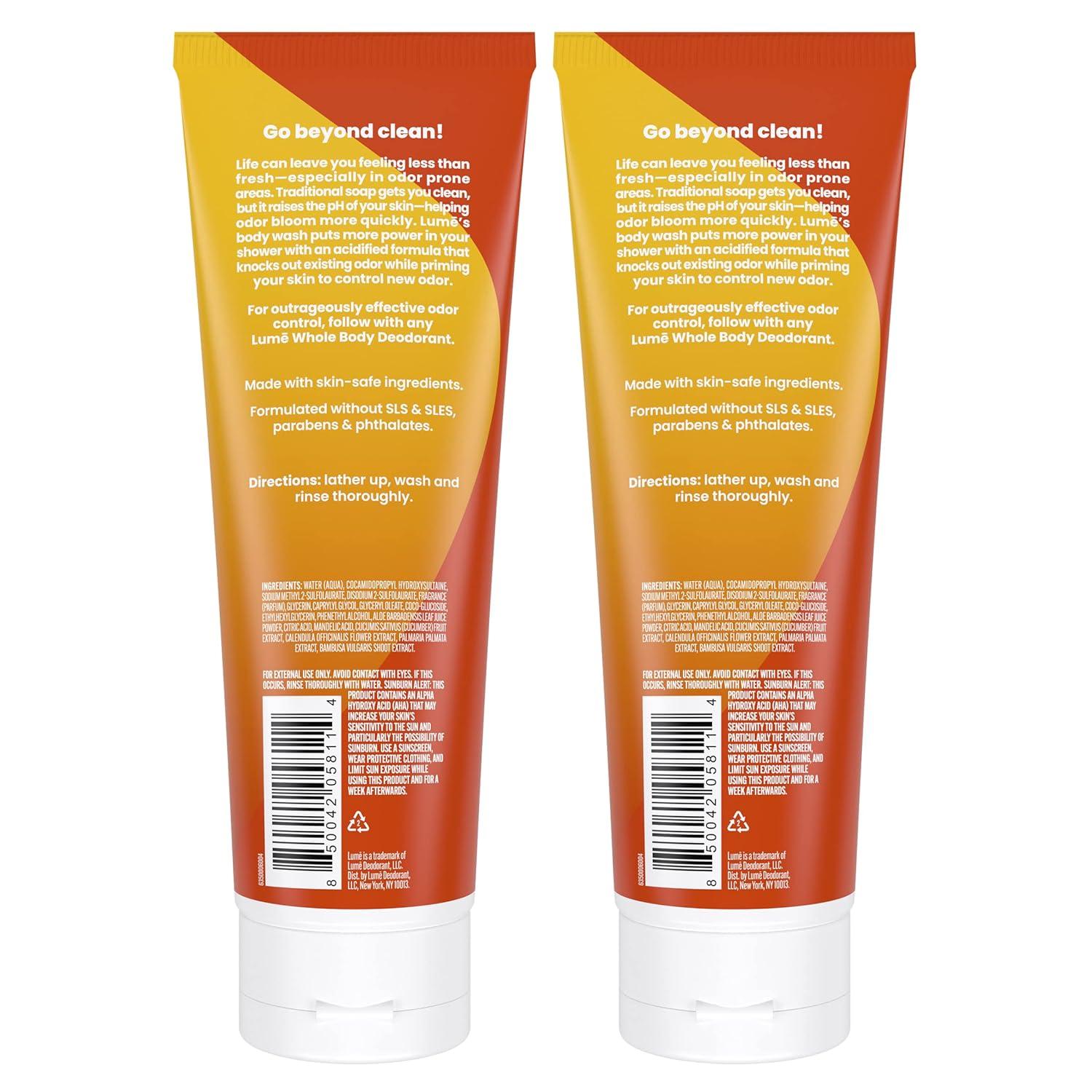 image:imageLume Acidified Body Wash 24 Hour Odor Control Removes Odor Better than Soap Moisturizing Formula SLS Free Paraben Free Safe For Sensitive Skin 85 ounce Clean TangerineToasted Coconut