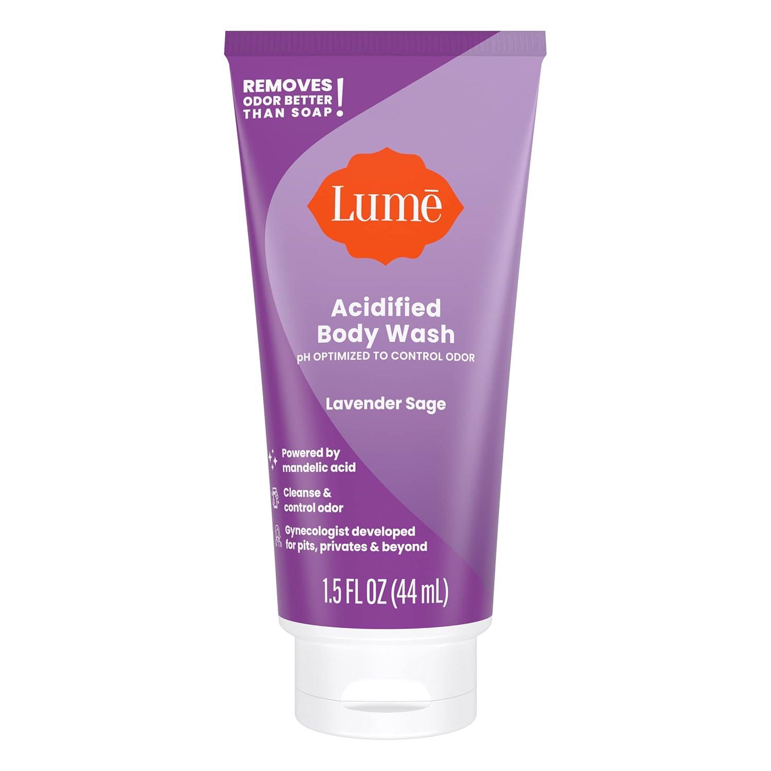 image:imageLume Acidified Body Wash 24 Hour Odor Control Removes Odor Better than Soap Moisturizing Formula SLS Free Paraben Free Safe For Sensitive Skin 85 ounce Clean TangerineSampler
