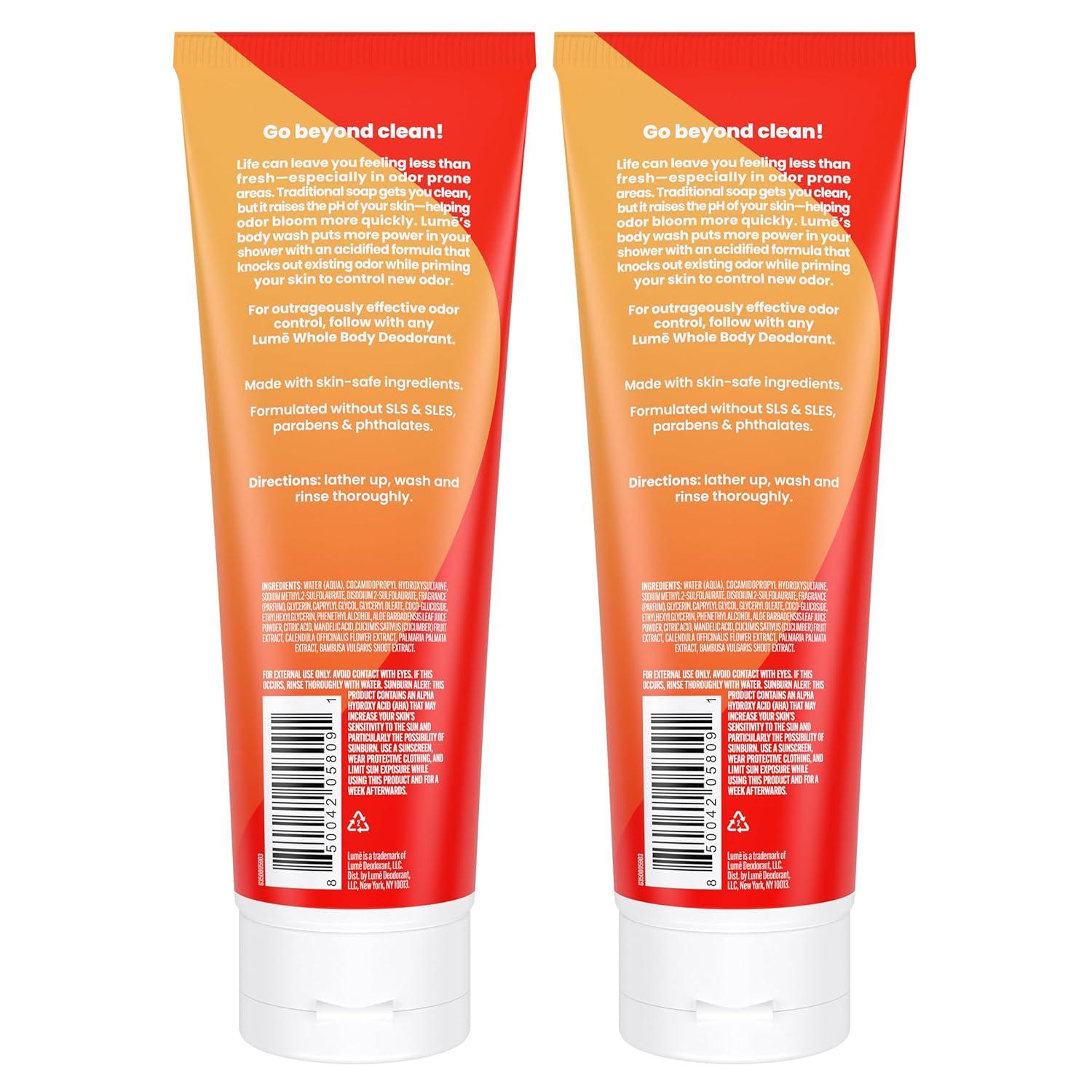 image:imageLume Acidified Body Wash 24 Hour Odor Control Removes Odor Better than Soap Moisturizing Formula SLS Free Paraben Free Safe For Sensitive Skin 85 ounce Clean TangerineClean Tangerine