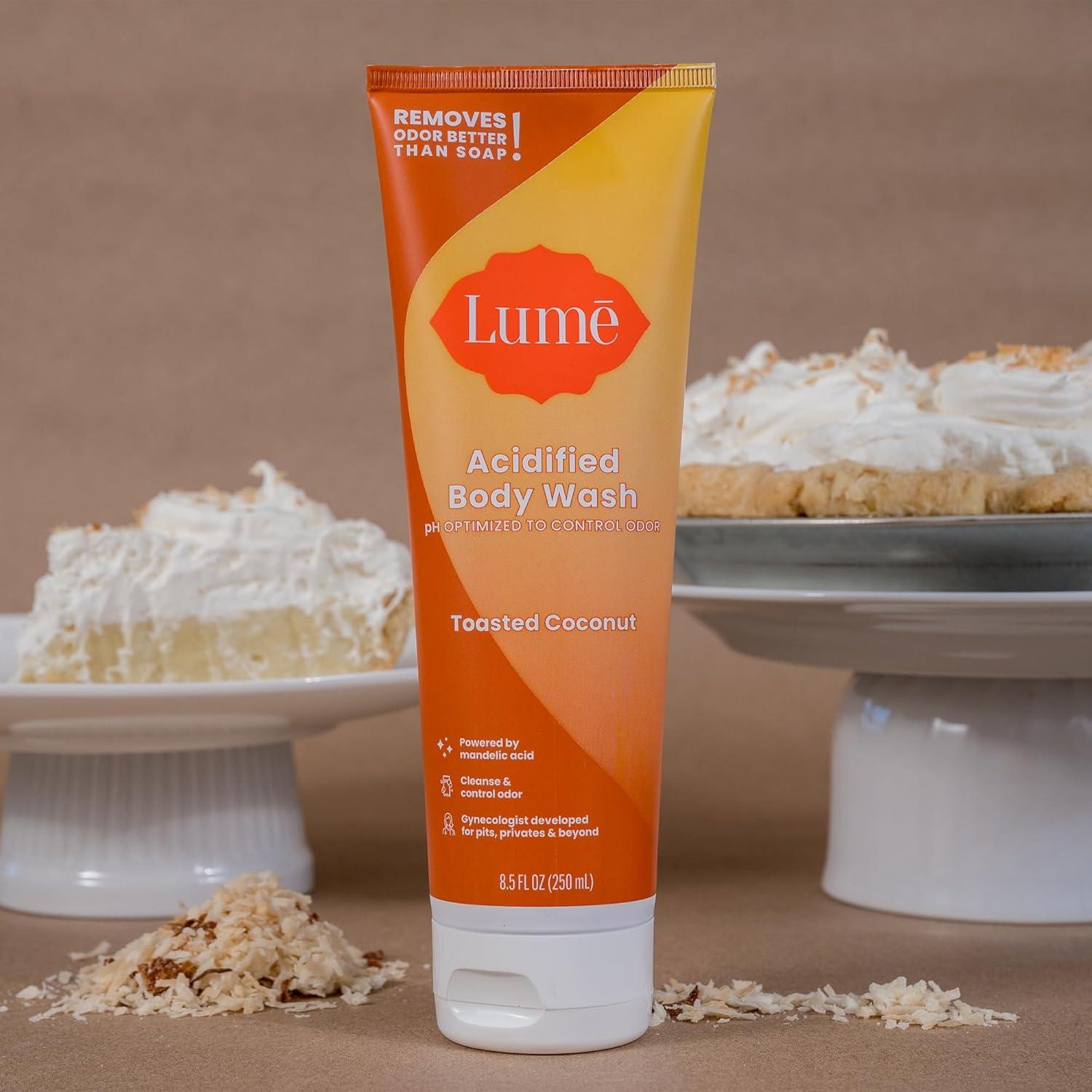 image:imageLume Acidified Body Wash 24 Hour Odor Control Removes Odor Better than Soap Moisturizing Formula SLS Free Paraben Free Safe For Sensitive Skin 85 ounce Clean TangerineToasted Coconut