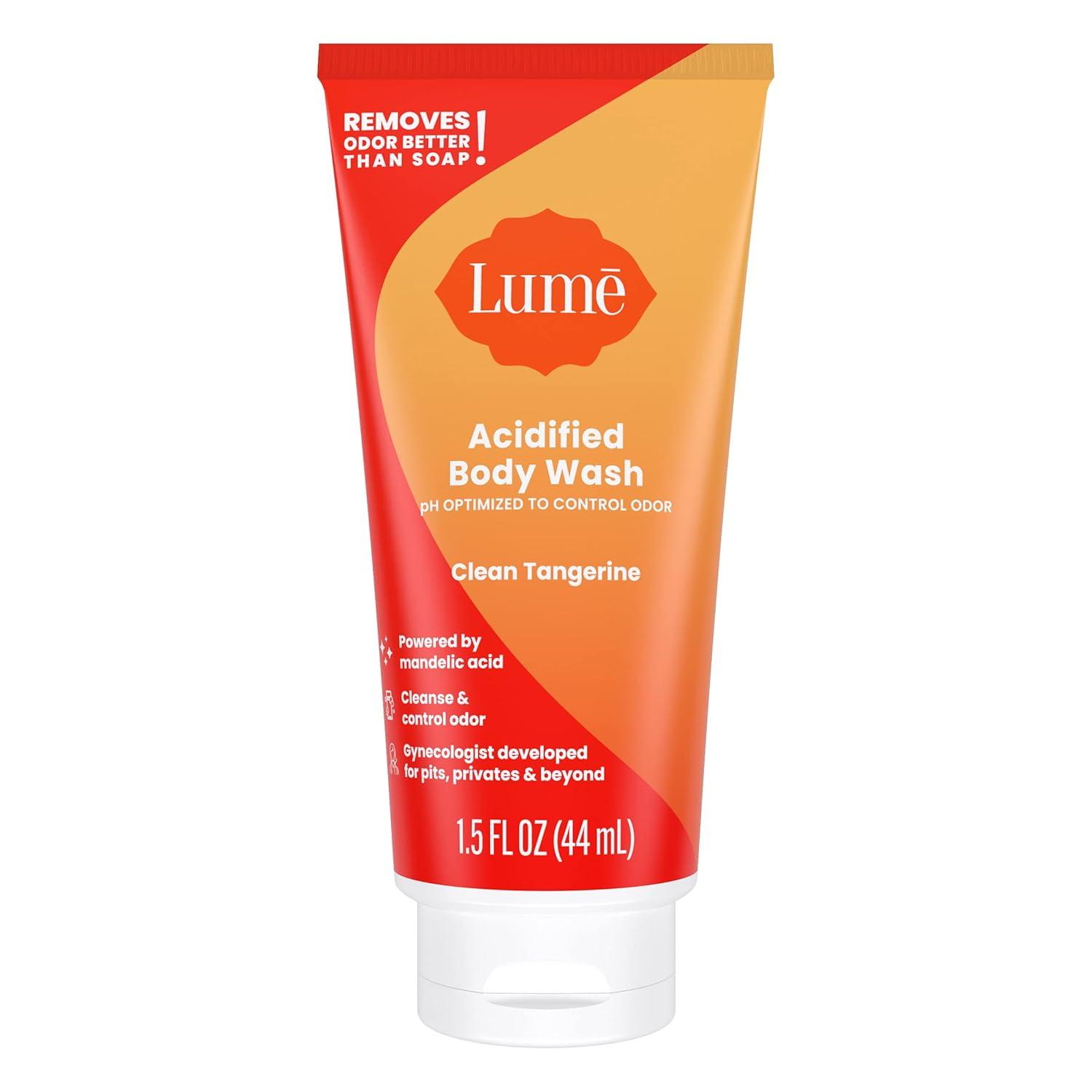 image:imageLume Acidified Body Wash 24 Hour Odor Control Removes Odor Better than Soap Moisturizing Formula SLS Free Paraben Free Safe For Sensitive Skin 85 ounce Clean TangerineSampler