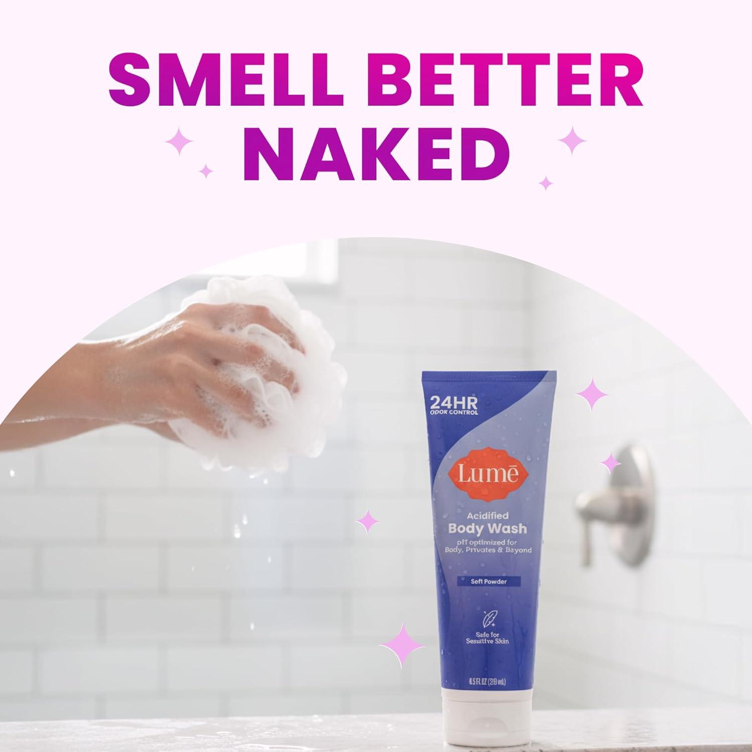 image:imageLume Acidified Body Wash 24 Hour Odor Control Removes Odor Better than Soap Moisturizing Formula SLS Free Paraben Free Safe For Sensitive Skin 85 ounce Clean TangerineSoft Powder
