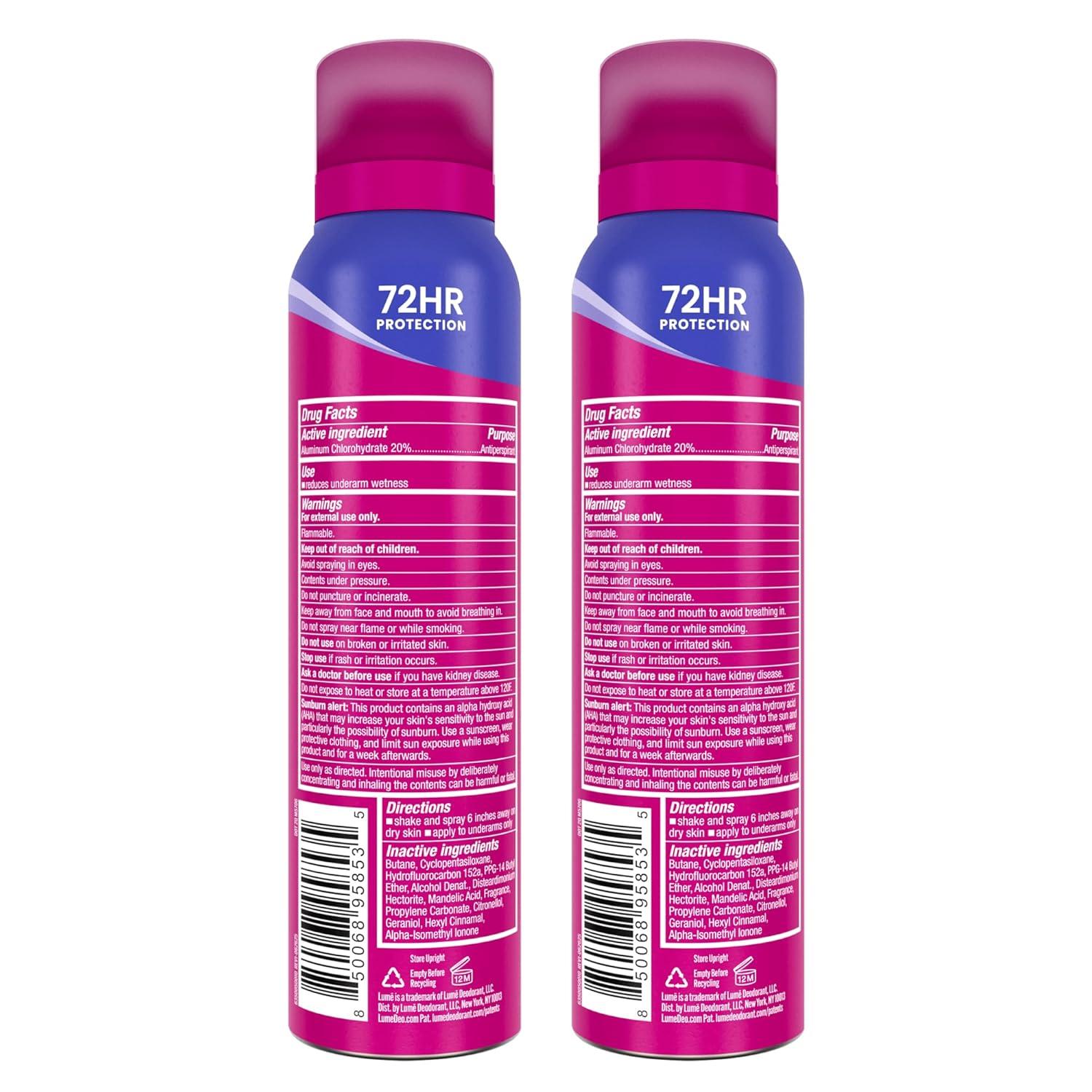 image:imageLume Deodorant Plus Sweat Control Invisible Spray Extra Strength Antiperspirant For Underarms 72 Hour Odor And Sweat Control Phthalate and Paraben Free Formula 2 Pack Soft PowderSoft Powder