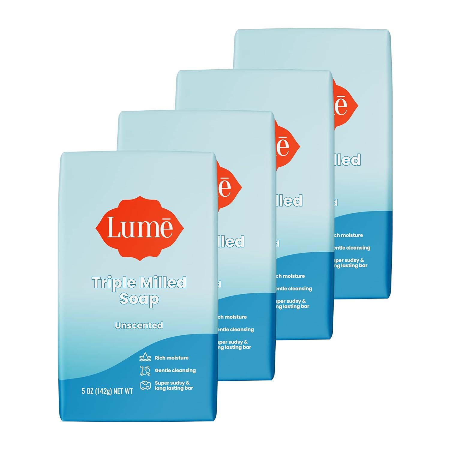 image:imageLume Triple Milled Bar Soap Rich Moisture amp Gentle Cleansing Paraben Free Phthalate Free Skin Safe 5 ounce Pack of 4 Peony RoseUnscented