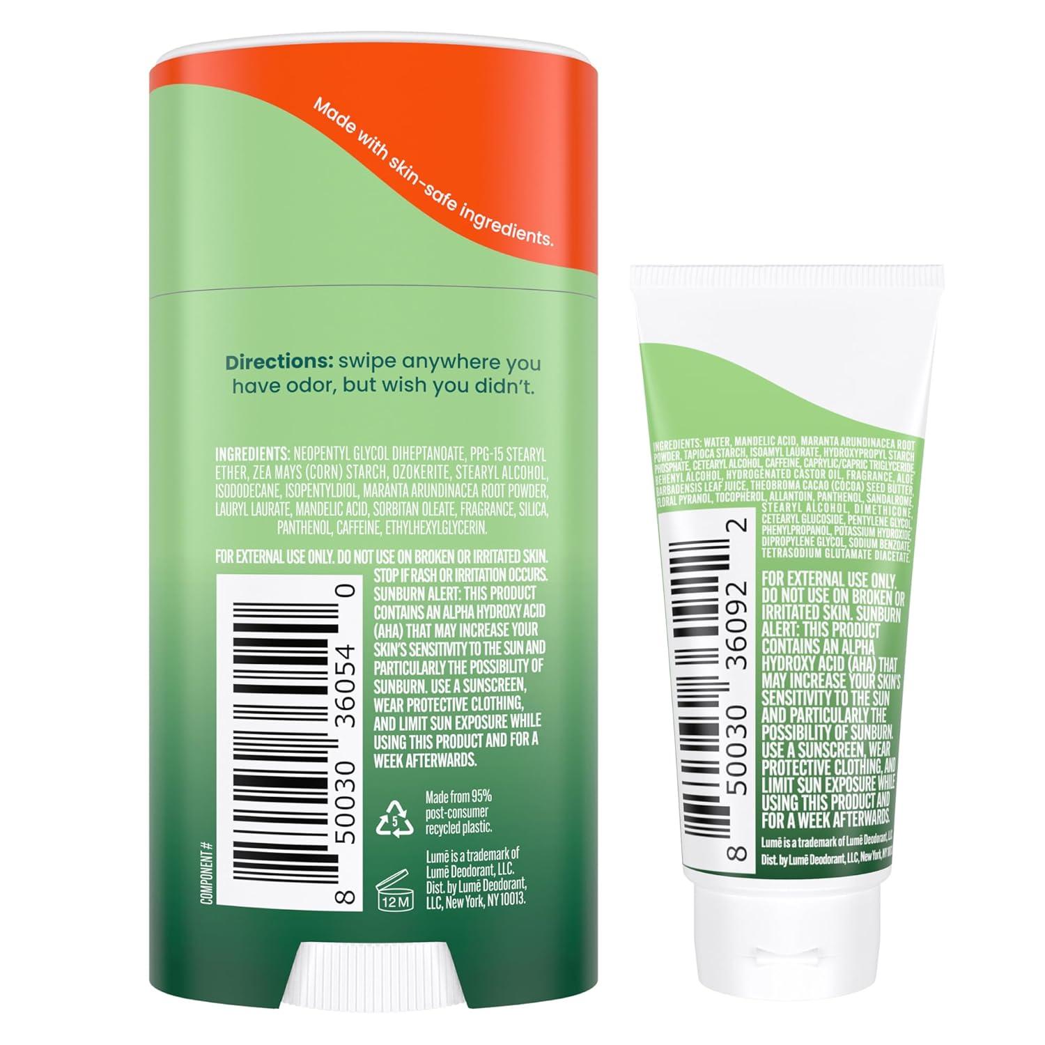 image:imageLume Whole Body Deodorant Invisible Cream Tube Mini Solid Stick Bundle 72 Hour Odor Control Aluminum amp Baking Soda Free Skin Loving UnscentedFresh Alpine