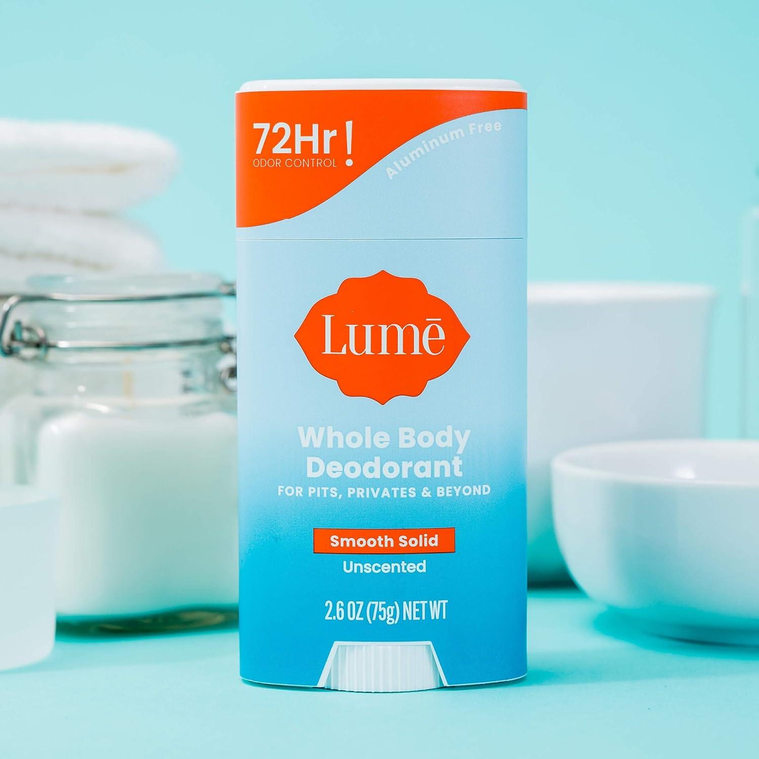 image:imageLume Whole Body Deodorant And Soap 26 Ounce Smooth Solid Stick With 72 Hour Odor Control and 5 Ounce Triple Milled Soap Aluminum Free Baking Soda Free and Skin Loving Clean TangerineUnscented