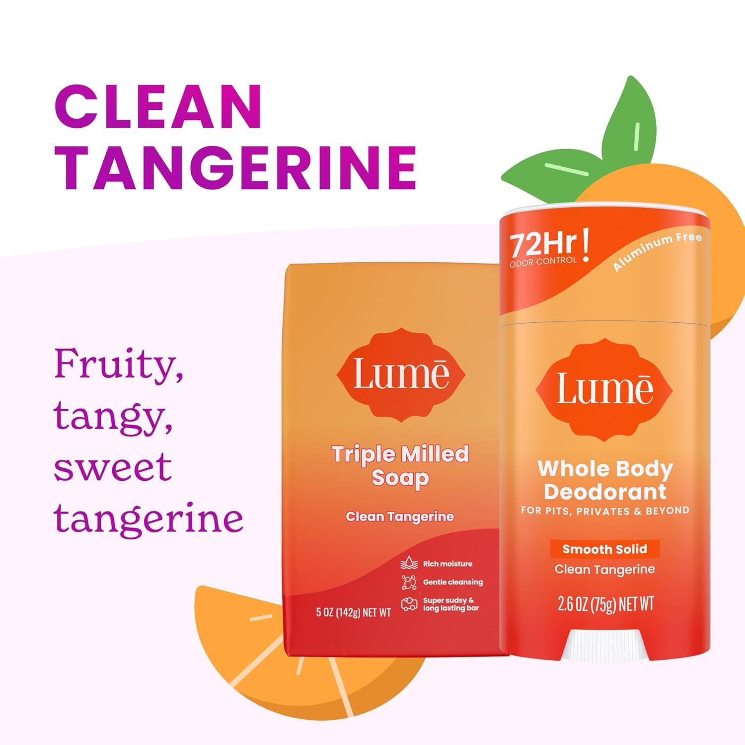 image:imageLume Whole Body Deodorant And Soap 26 Ounce Smooth Solid Stick With 72 Hour Odor Control and 5 Ounce Triple Milled Soap Aluminum Free Baking Soda Free and Skin Loving Clean TangerineClean Tangerine