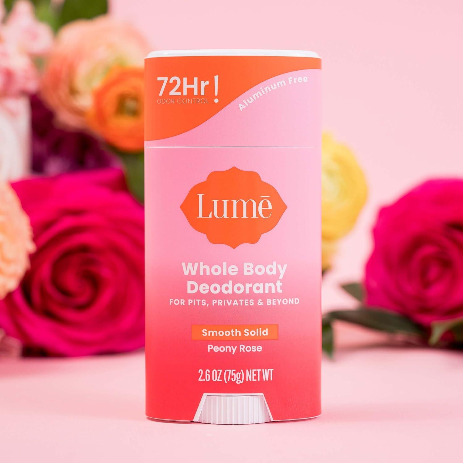 image:imageLume Whole Body Deodorant And Soap 26 Ounce Smooth Solid Stick With 72 Hour Odor Control and 5 Ounce Triple Milled Soap Aluminum Free Baking Soda Free and Skin Loving Clean TangerinePeony Rose