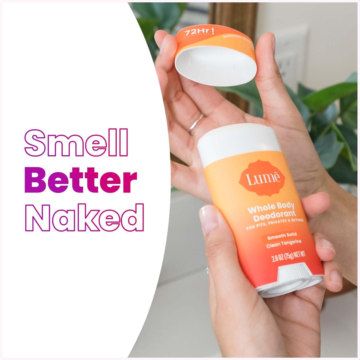 image:imageLume Whole Body Deodorant And Soap 26 Ounce Smooth Solid Stick With 72 Hour Odor Control and 5 Ounce Triple Milled Soap Aluminum Free Baking Soda Free and Skin Loving Clean TangerineClean Tangerine