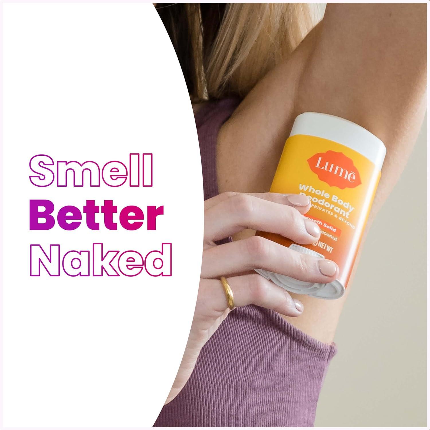 image:imageLume Whole Body Deodorant And Soap 26 Ounce Smooth Solid Stick With 72 Hour Odor Control and 5 Ounce Triple Milled Soap Aluminum Free Baking Soda Free and Skin Loving Clean TangerineToasted Coconut