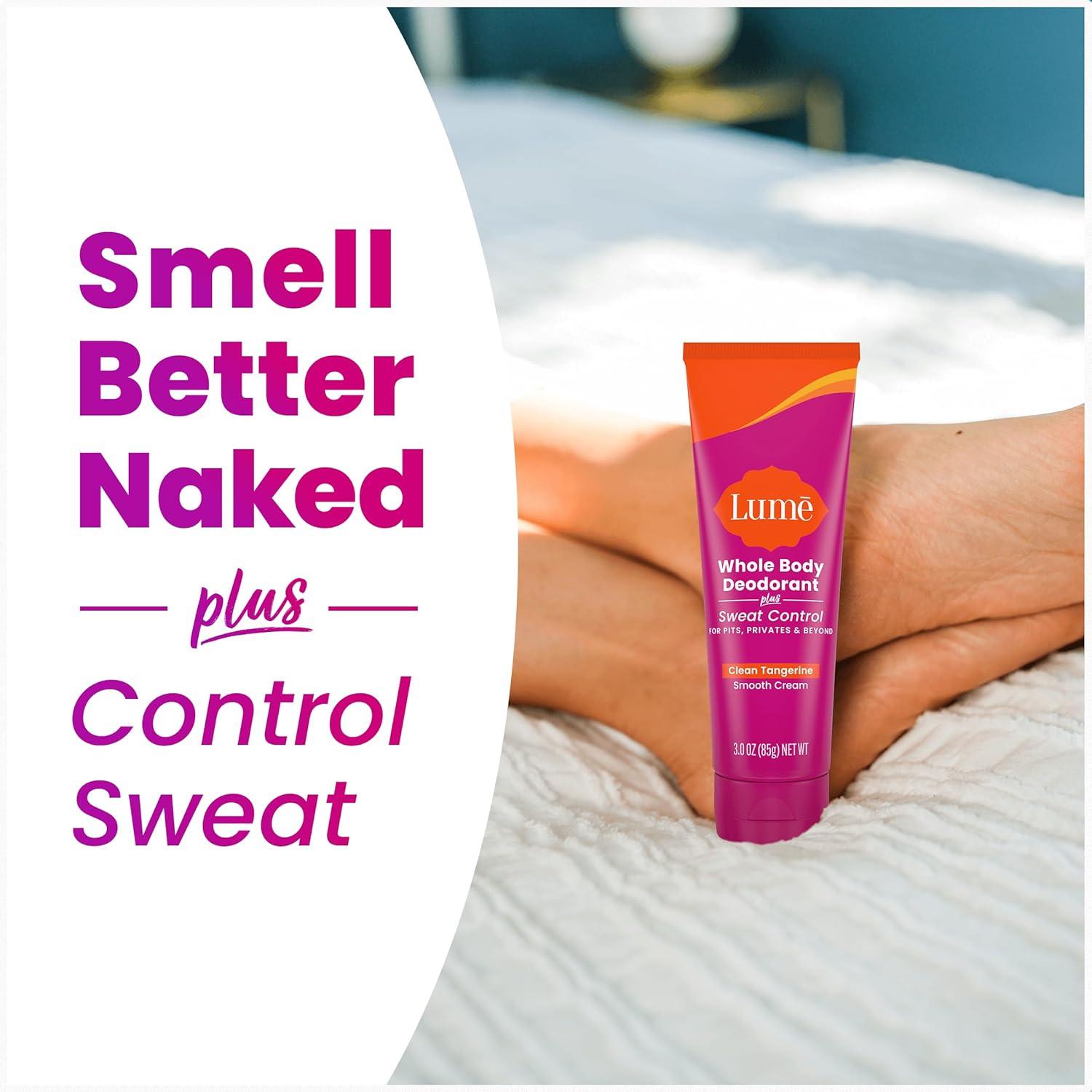 image:imageLume Whole Body Deodorant Plus Sweat Control Smooth Cream Tube 72 Hour Odor And Sweat Control Baking Soda Free Skin Loving 30 ounce Pack of 2 Soft PowderClean Tangerine