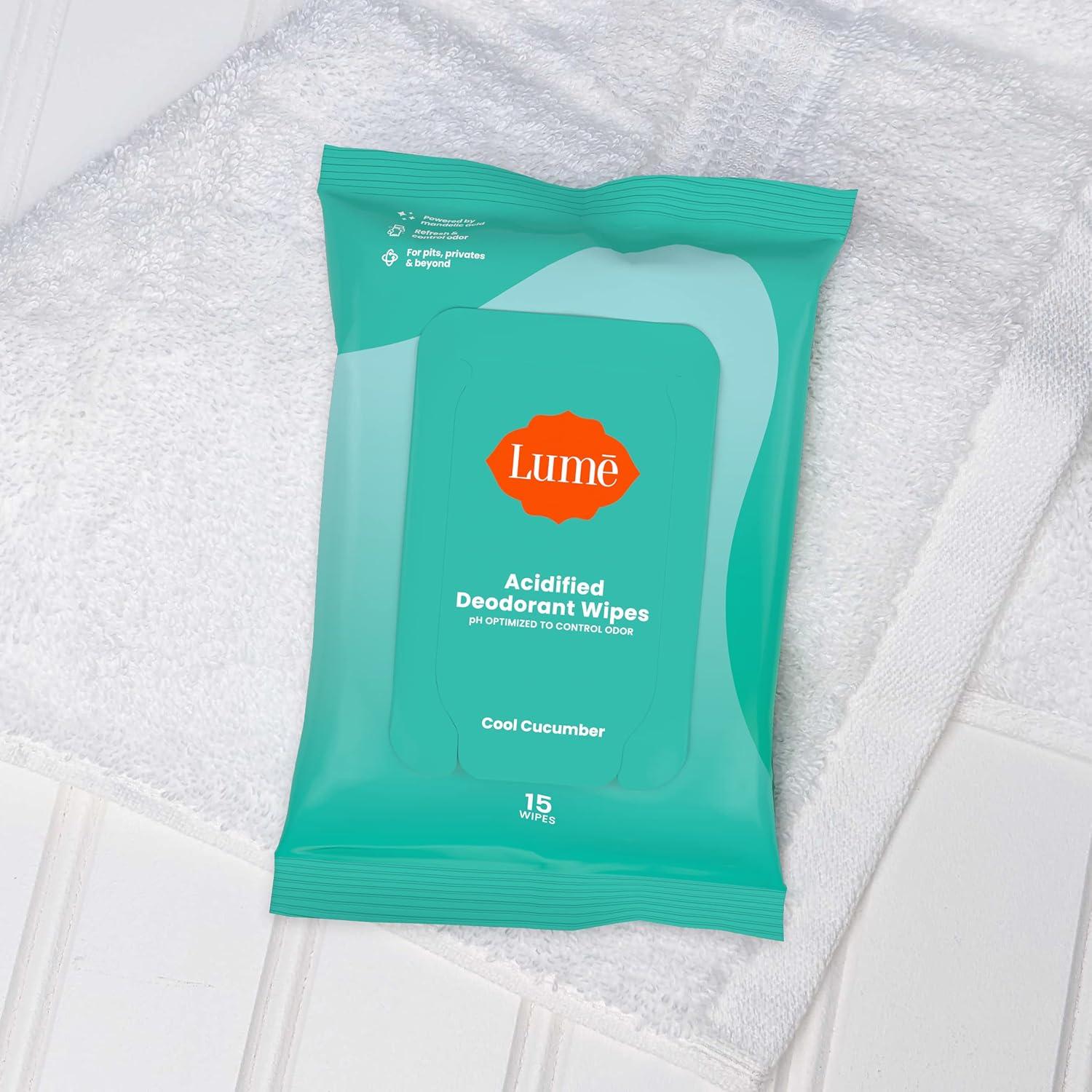 image:imageLume Whole Body Deodorant Plus Sweat Control Smooth Cream Tube Soft Powder and Lume Acidified Deodorant Wipes 24 Hour Odor Control Aluminum Free Baking Soda Free Skin Loving