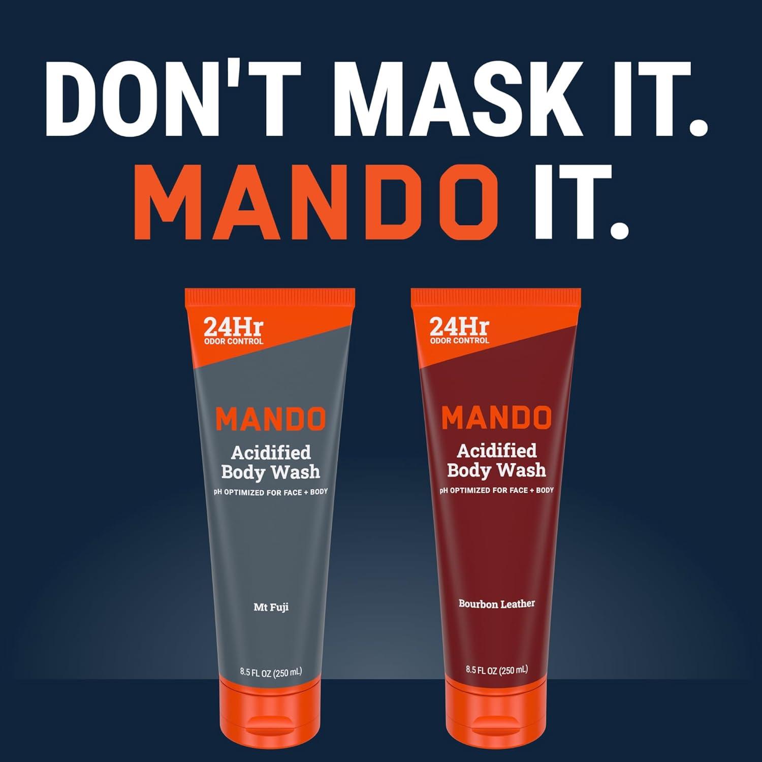 image:imageMando Odor Shield Body Wash 24 Hour Control Removes Odor Better than Soap SLS and Paraben Free Skin Safe 85 Ounce Pro SportBourbon Leather Mt Fuji