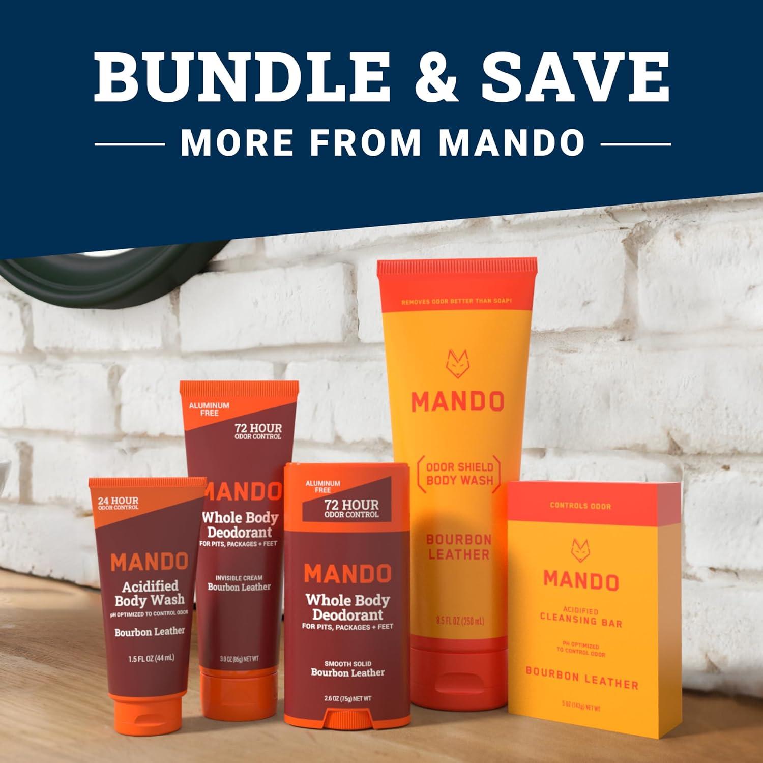 image:imageMando Odor Shield Body Wash 24 Hour Control Removes Odor Better than Soap SLS and Paraben Free Skin Safe 85 Ounce Pro SportBourbon Leather
