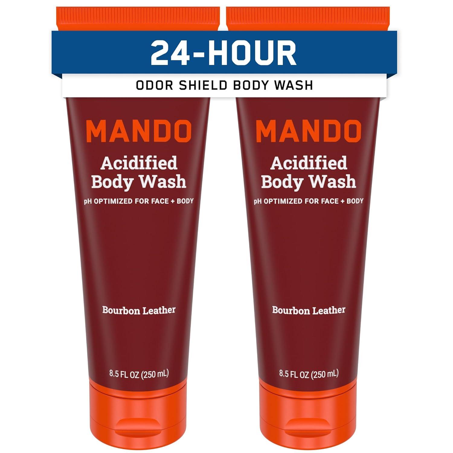 image:imageMando Odor Shield Body Wash 24 Hour Control Removes Odor Better than Soap SLS and Paraben Free Skin Safe 85 Ounce Pro SportBourbon Leather