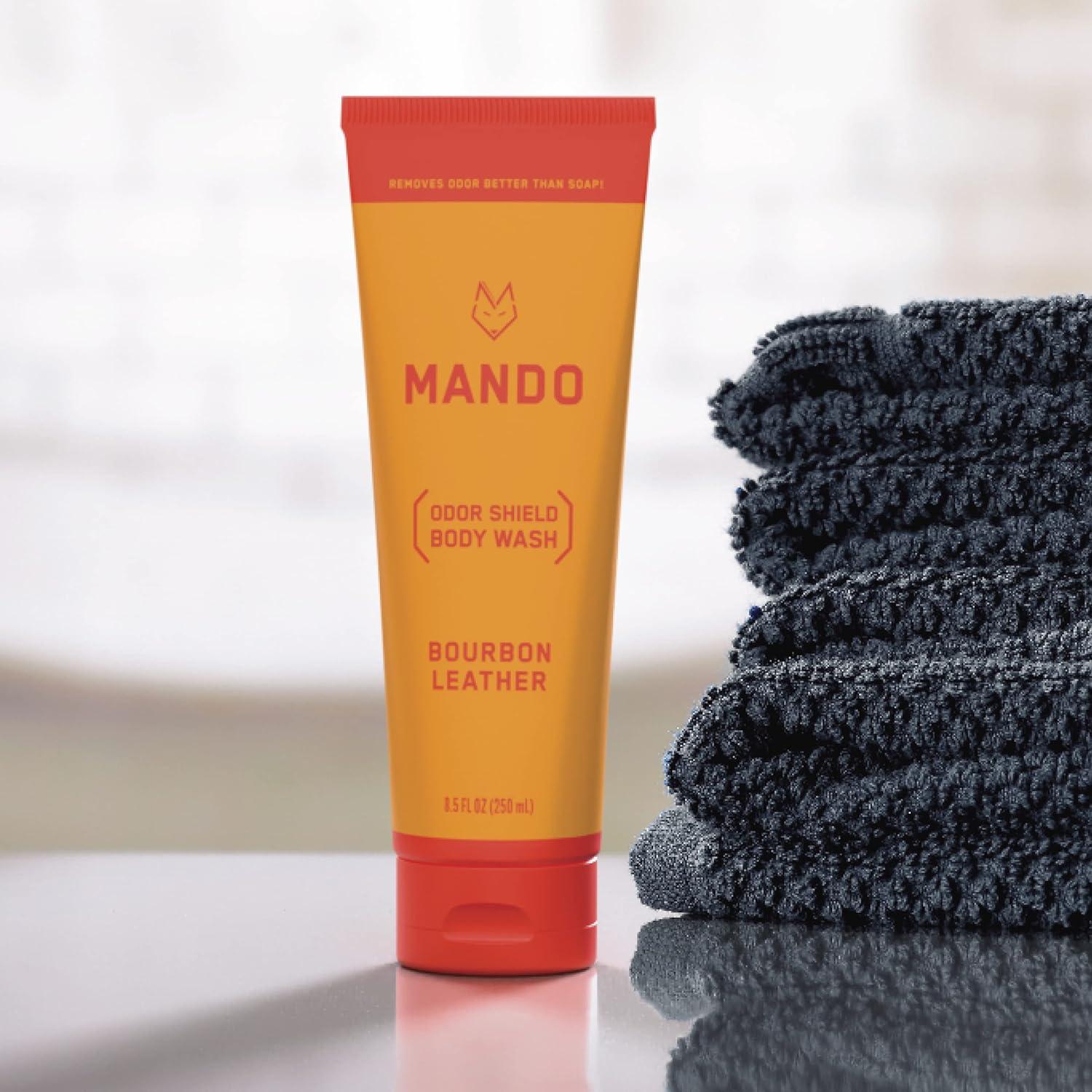 image:imageMando Odor Shield Body Wash 24 Hour Control Removes Odor Better than Soap SLS and Paraben Free Skin Safe 85 Ounce Pro SportBourbon Leather