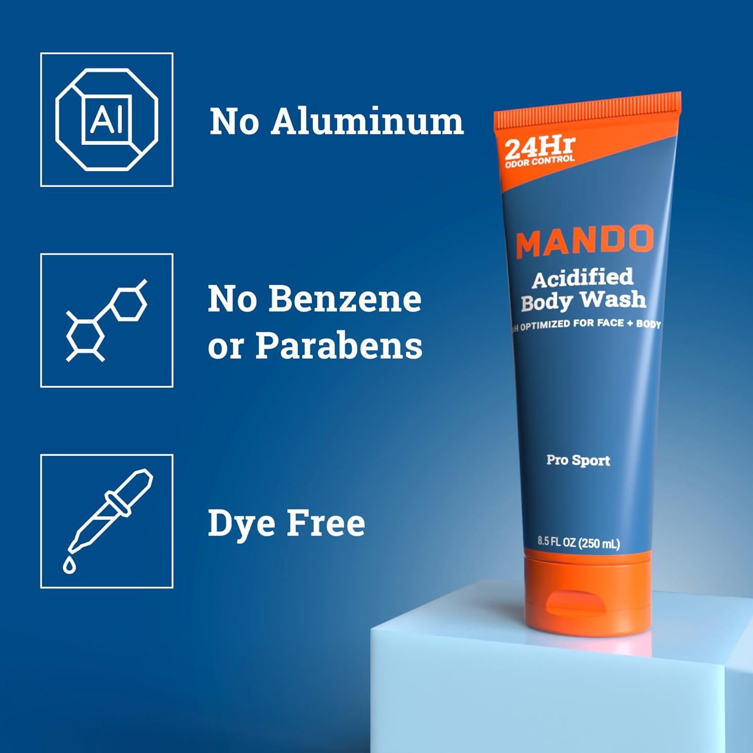 image:imageMando Odor Shield Body Wash 24 Hour Control Removes Odor Better than Soap SLS and Paraben Free Skin Safe 85 Ounce Pro SportPro Sport