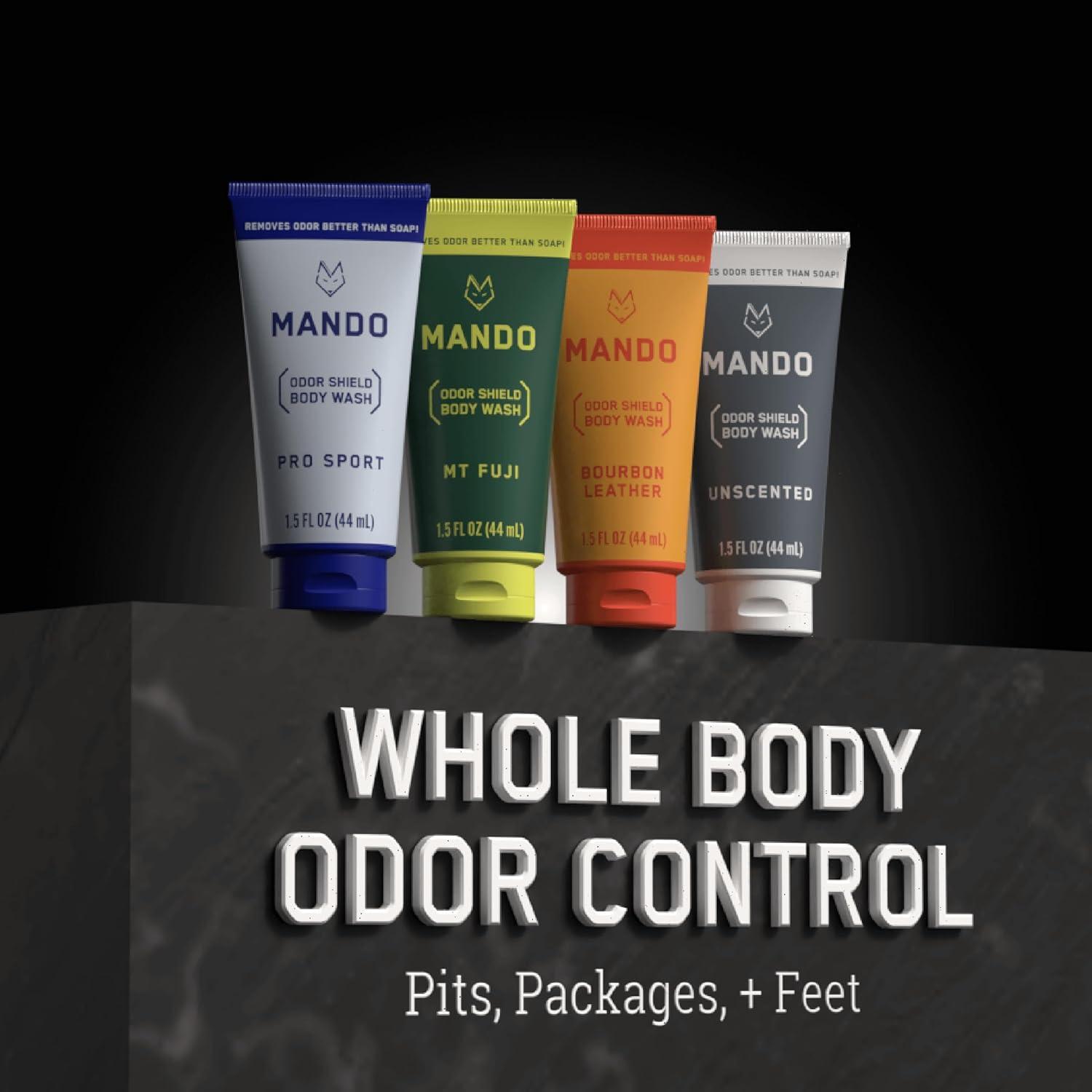 image:imageMando Odor Shield Body Wash 24 Hour Control Removes Odor Better than Soap SLS and Paraben Free Skin Safe 85 Ounce Pro SportSampler Pack