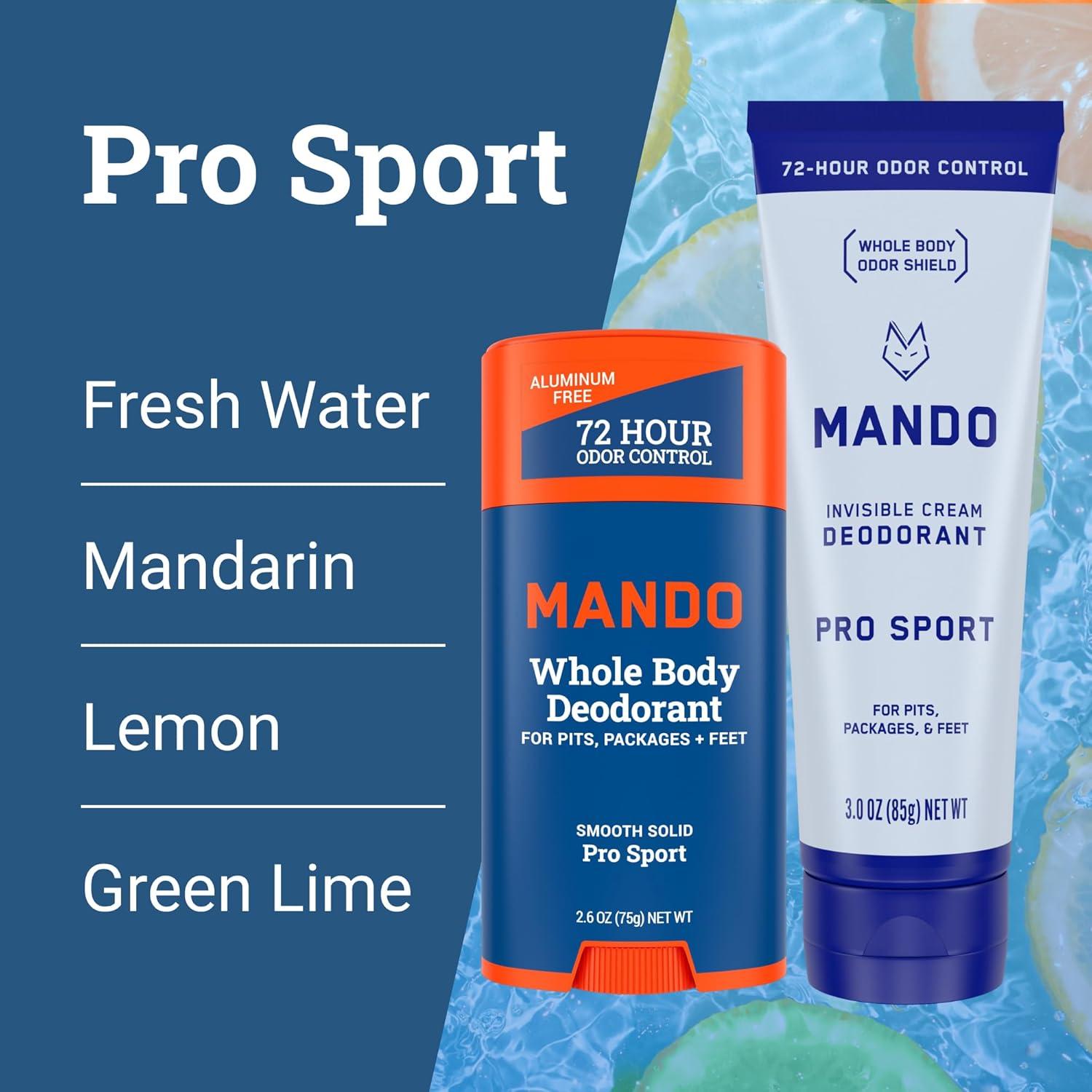 image:imageMando Whole Body Deodorant Invisible Cream Tube and Solid Stick 72 Hour Odor Control Aluminum Free Baking Soda Free Skin Safe 30 Ounce Tube and 26 Ounce Solid Stick Bundle Mt FujiPro Sport