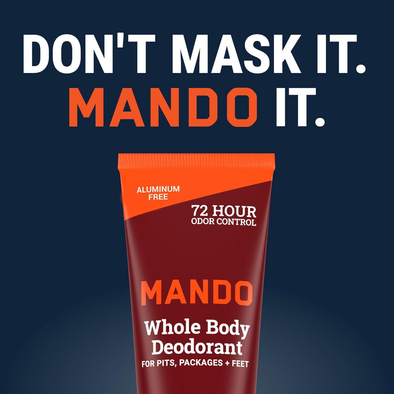 image:imageMando Whole Body Deodorant For Men Invisible Cream 72 Hour Odor Control Aluminum Free Baking Soda Free Skin Safe 3 ounce Pack of 2 Mt FujiBourbon Leather