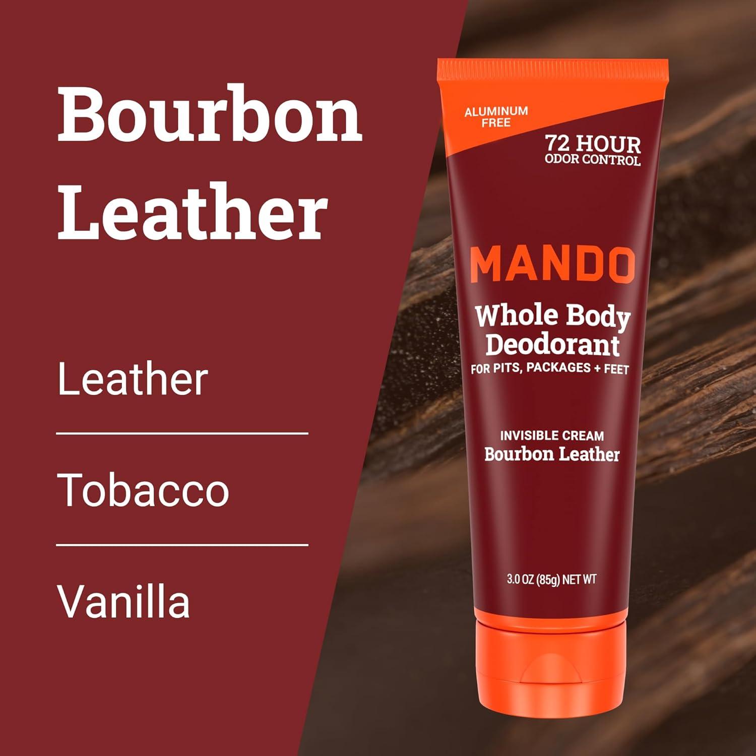 image:imageMando Whole Body Deodorant For Men Invisible Cream 72 Hour Odor Control Aluminum Free Baking Soda Free Skin Safe 3 ounce Pack of 2 Mt FujiBourbon Leather Mt Fuji
