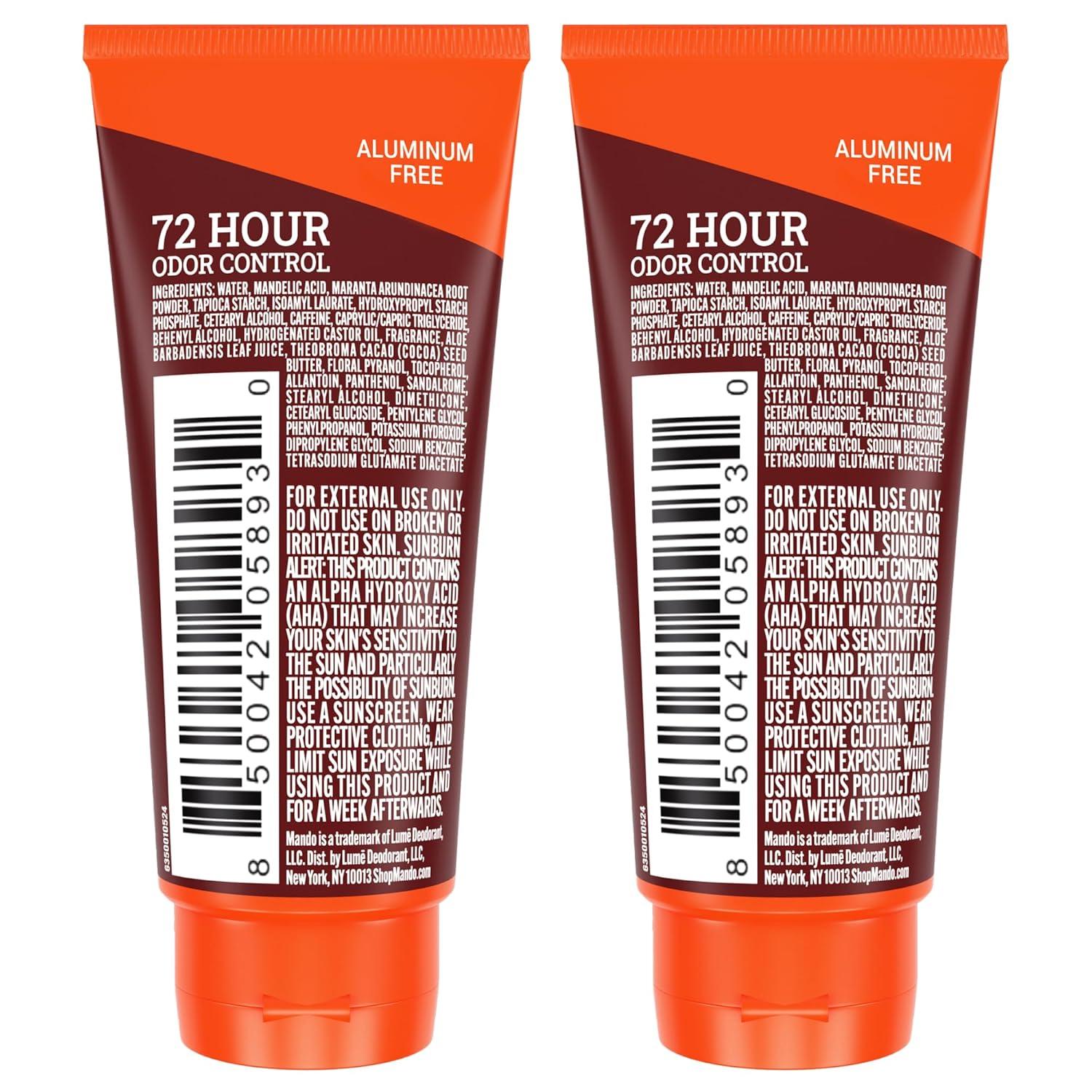 image:imageMando Whole Body Deodorant For Men Invisible Cream 72 Hour Odor Control Aluminum Free Baking Soda Free Skin Safe 3 ounce Pack of 2 Mt FujiBourbon Leather