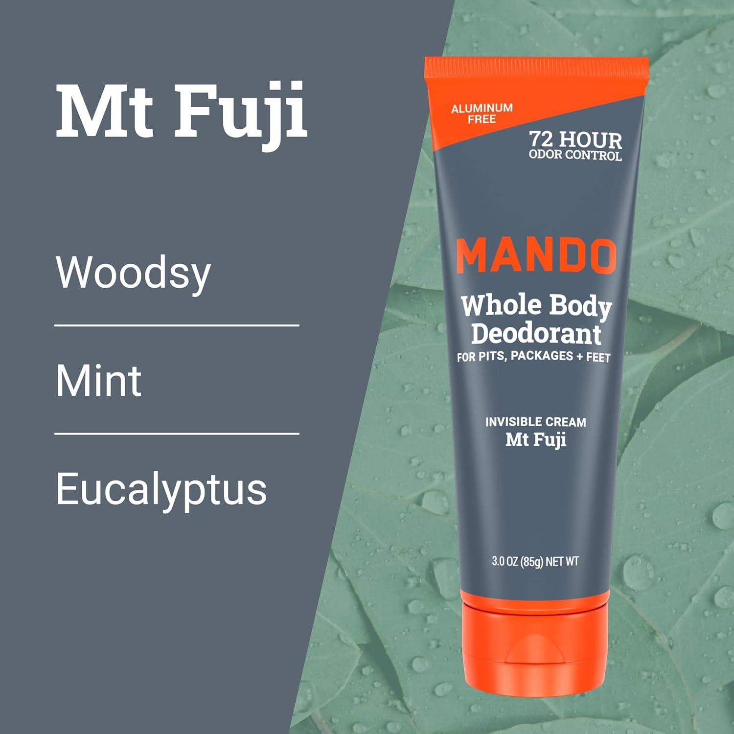 image:imageMando Whole Body Deodorant For Men Invisible Cream 72 Hour Odor Control Aluminum Free Baking Soda Free Skin Safe 3 ounce Pack of 2 Mt FujiPro Sport Mt Fuji