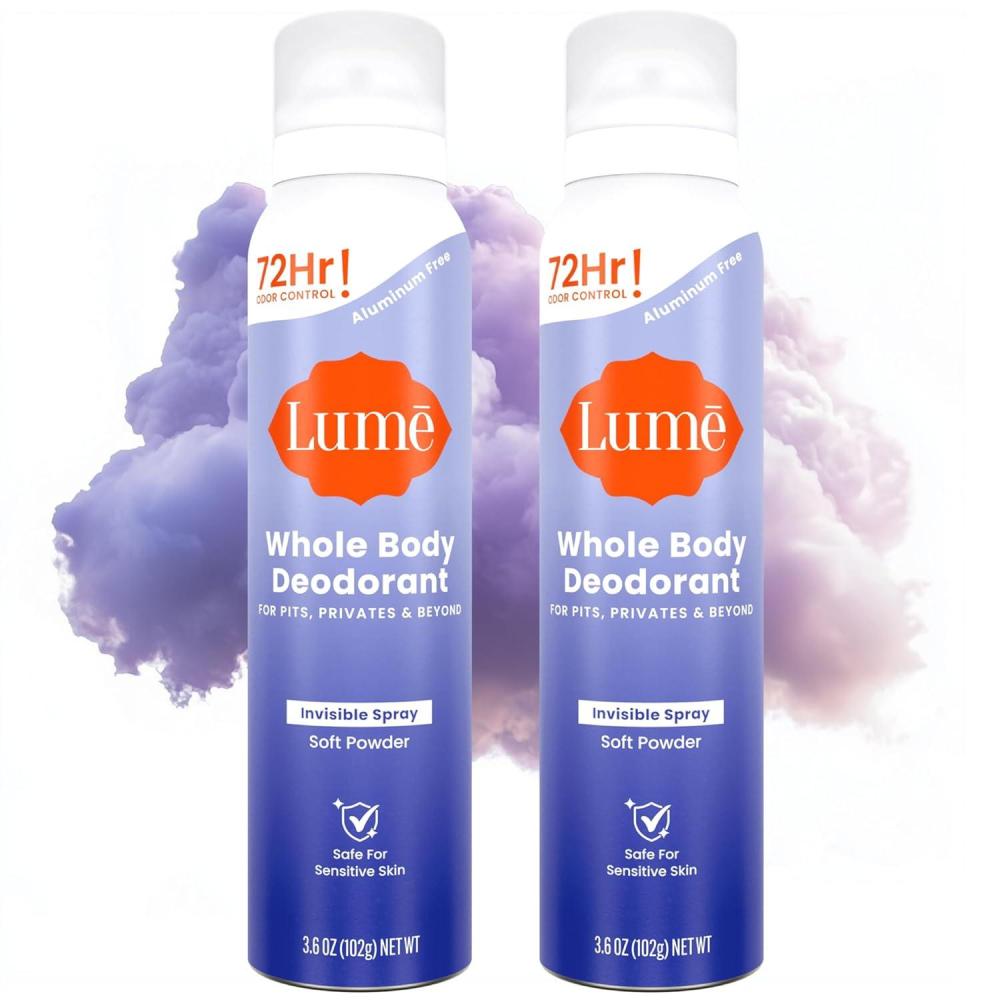 image:imageLume Invisible Spray Deodorant For Women Whole Body Deodorant Spray 72 Hr Odor Control Ozone Friendly Natural Propellant Aluminum amp Baking Soda Free Skin Loving 36 ounce UnscentedSoft Powder