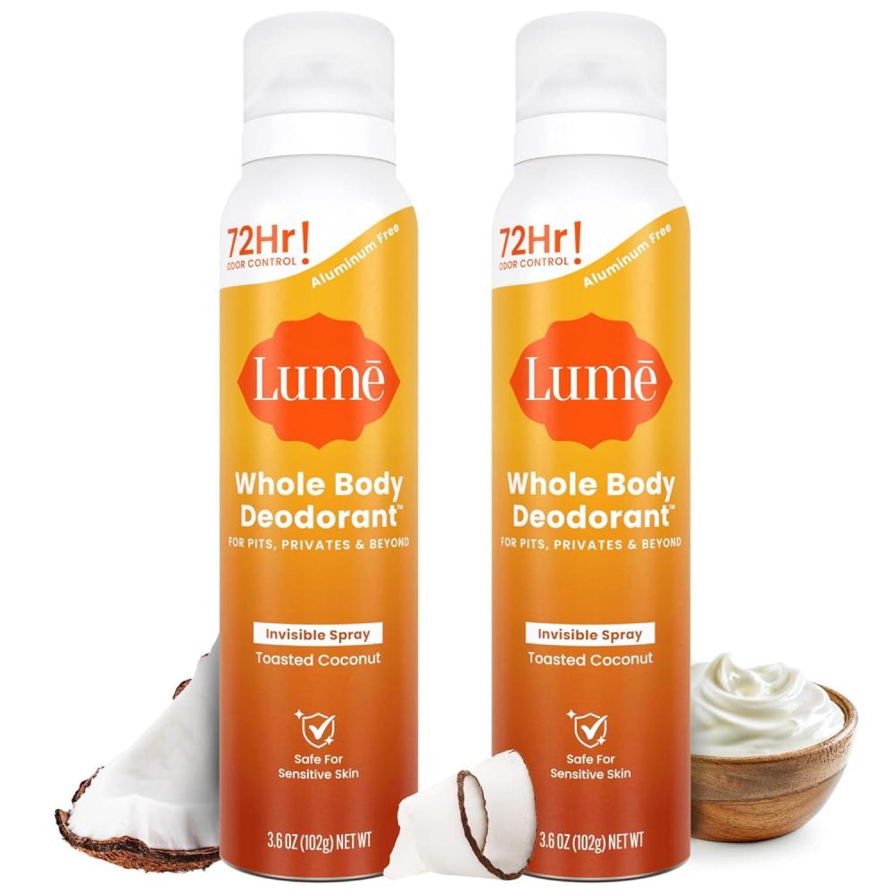 image:imageLume Invisible Spray Deodorant For Women Whole Body Deodorant Spray 72 Hr Odor Control Ozone Friendly Natural Propellant Aluminum amp Baking Soda Free Skin Loving 36 ounce UnscentedToasted Coconut