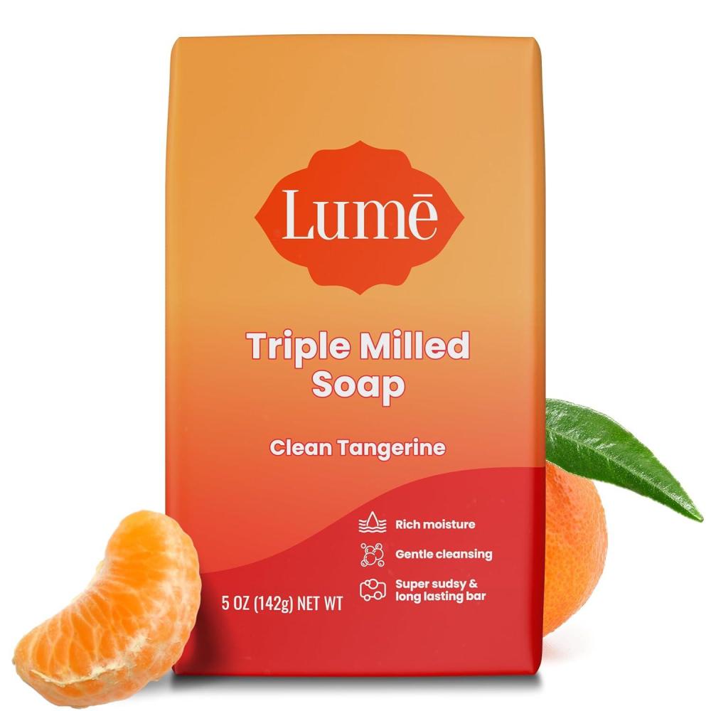 image:imageLume Triple Milled Bar Soap  Rich Moisture amp Gentle Cleansing  Paraben Free Phthalate Free Skin Safe  5 ounce Pack of 4 Peony RoseClean Tangerine