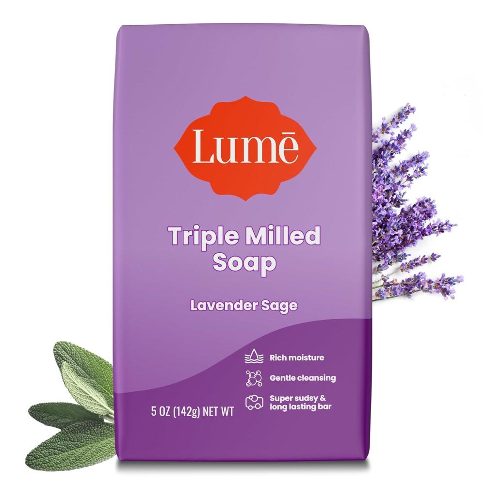 image:imageLume Triple Milled Bar Soap  Rich Moisture amp Gentle Cleansing  Paraben Free Phthalate Free Skin Safe  5 ounce Pack of 4 Peony RoseLavender Sage