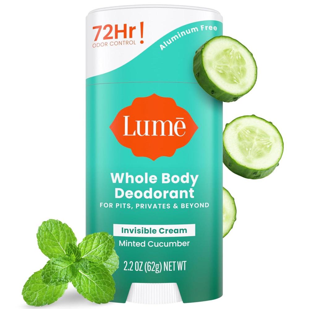 image:imageLume Whole Body Deodorant Invisible Cream Stick 72 Hour Odor Control Aluminum Free Baking Soda Free Skin Safe 22 Ounce Minted CucumberMinted Cucumber