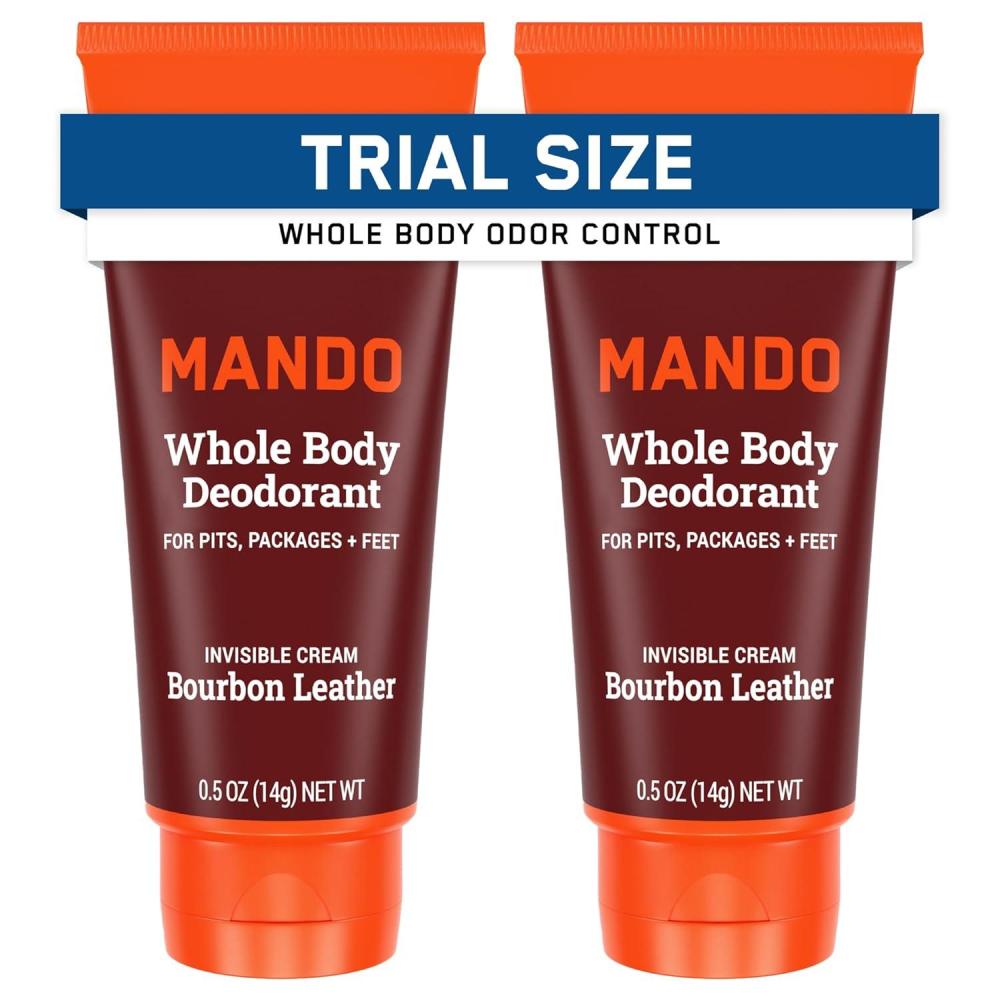 image:imageMando Whole Body Deodorant For Men Invisible Cream 72 Hour Odor Control Aluminum Free Baking Soda Free Skin Safe 3 ounce Pack of 2 Mt FujiBourbon Leather