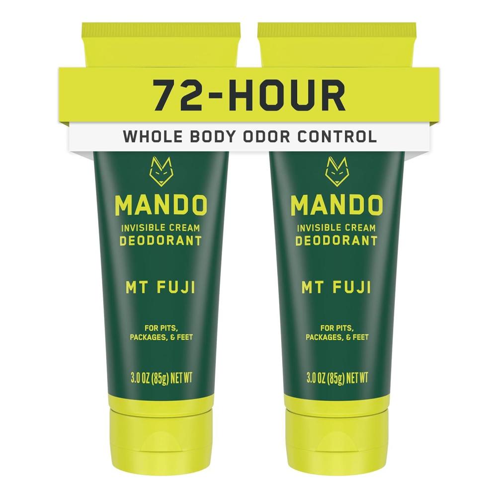 image:imageMando Whole Body Deodorant For Men Invisible Cream 72 Hour Odor Control Aluminum Free Baking Soda Free Skin Safe 3 ounce Pack of 2 Mt FujiMt Fuji