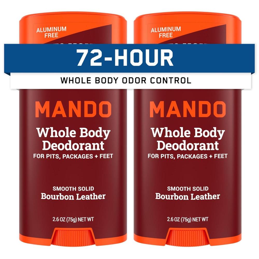 image:imageMando Whole Body Deodorant For Men Smooth Solid Stick 72 Hour Odor Control Aluminum Free Baking Soda Free Skin Safe 26 Ounce Pack of 2 Bourbon LeatherBourbon Leather