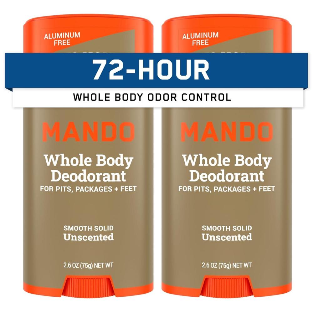 image:imageMando Whole Body Deodorant For Men Smooth Solid Stick 72 Hour Odor Control Aluminum Free Baking Soda Free Skin Safe 26 Ounce Pack of 2 Bourbon LeatherUnscented